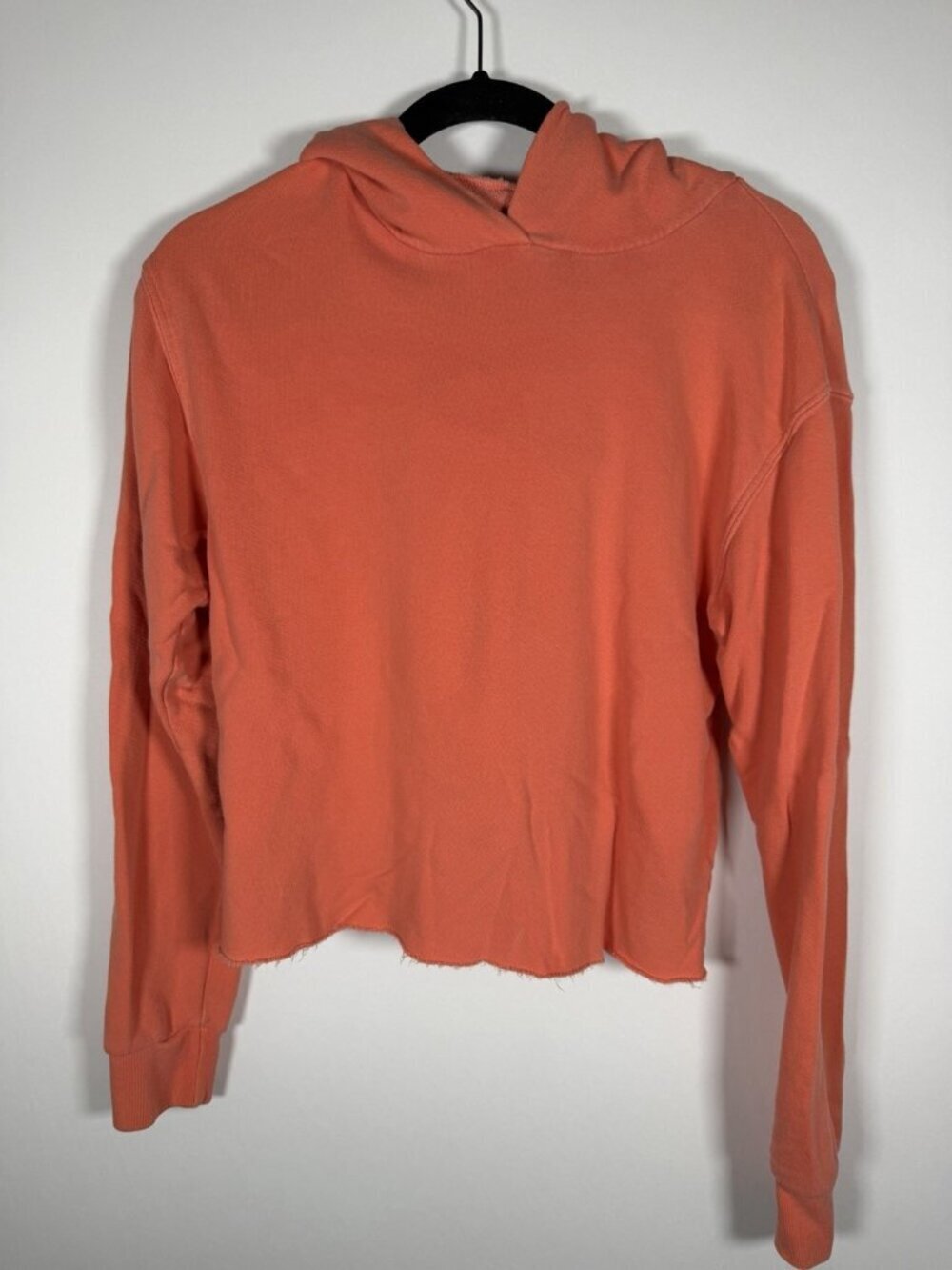 Perfectwhitetee Cut Off Hoodie orange raw hem loungewear XS comfy